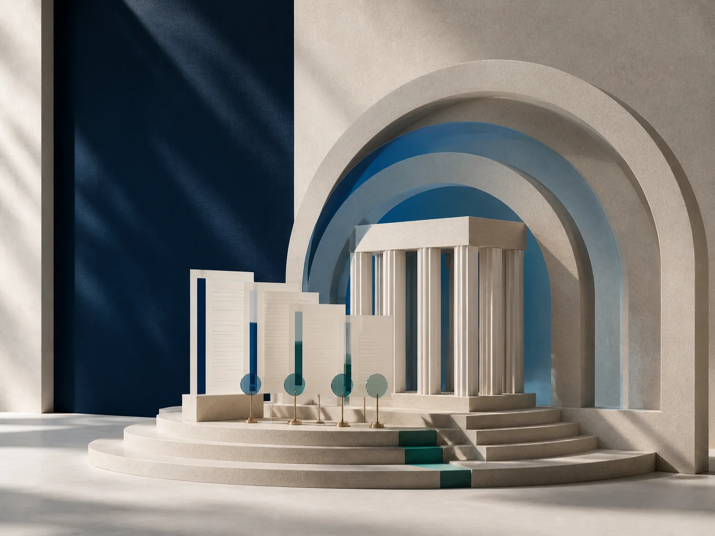 Composition architecturale abstraite représentant la preuve, le contrôle et la conformité